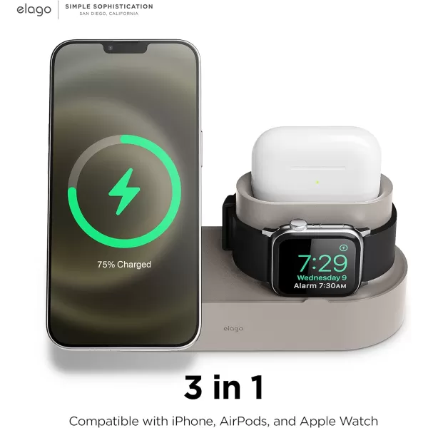 elago MS Charging Station 2  Compatible with iPhone 15 iPhone 14 MagSafe Charger iPhone 13 iPhone 12 AirPods Pro 2 AirPods Pro and All Apple Watch Series Gray Charging Cables Not IncludedStone