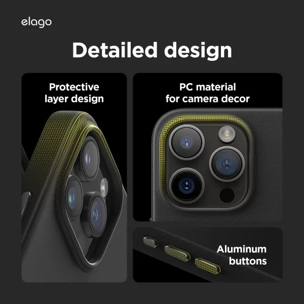 elago Magnetic Leather Case for iPhone 15 Pro 61 Inch Compatible with All MagSafe Accessories  Builtin Magnets Vegan Leather Shockproof WaterResistant Midnight GreeniPhone 15 Pro Black