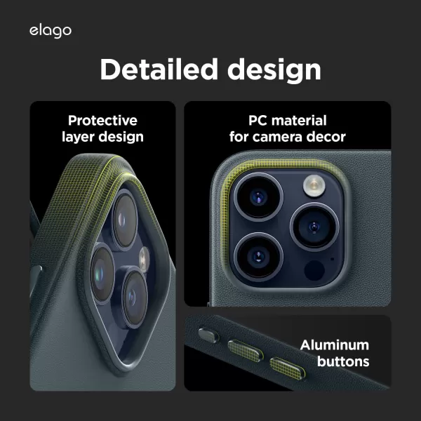 elago Magnetic Leather Case for iPhone 15 Pro 61 Inch Compatible with All MagSafe Accessories  Builtin Magnets Vegan Leather Shockproof WaterResistant Midnight GreeniPhone 15 Pro Jean Indigo