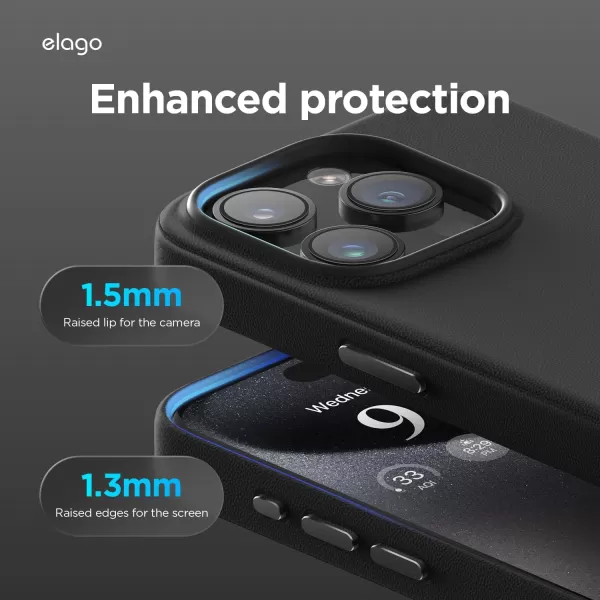 elago Magnetic Leather Case for iPhone 15 Pro 61 Inch Compatible with All MagSafe Accessories  Builtin Magnets Vegan Leather Shockproof WaterResistant Midnight GreeniPhone 15 Pro Black