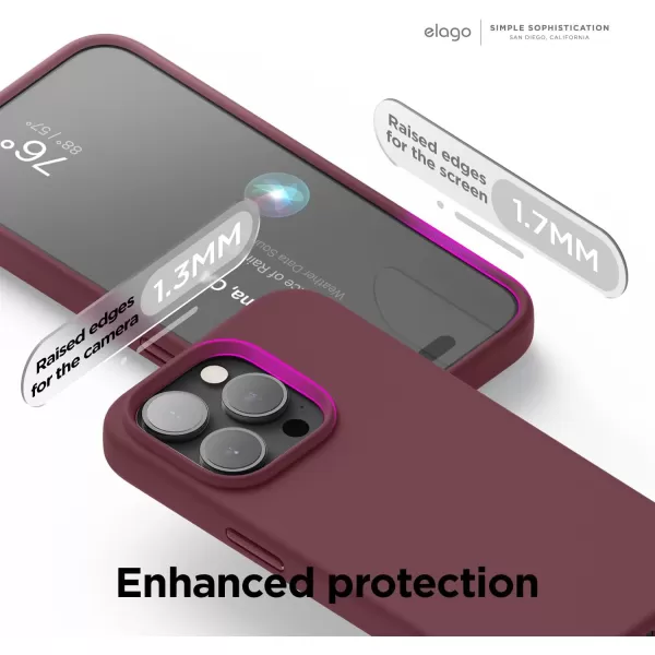 elago Magnetic Silicone Case Compatible with iPhone 15 Pro Case 61 Inch Compatible with All MagSafe Accessories  Builtin Magnets Soft Grip Silicone Shockproof BurgundyiPhone 15 Pro Max Burgundy