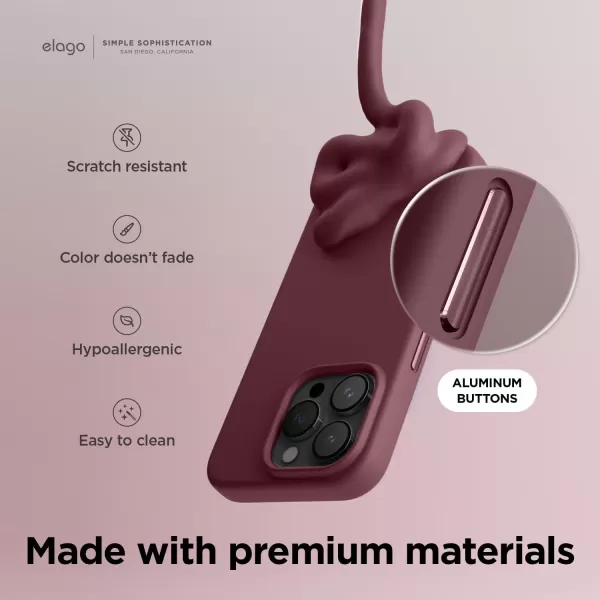 elago Magnetic Silicone Case Compatible with iPhone 15 Pro Case 61 Inch Compatible with All MagSafe Accessories  Builtin Magnets Soft Grip Silicone Shockproof BurgundyiPhone 15 Pro Max Burgundy