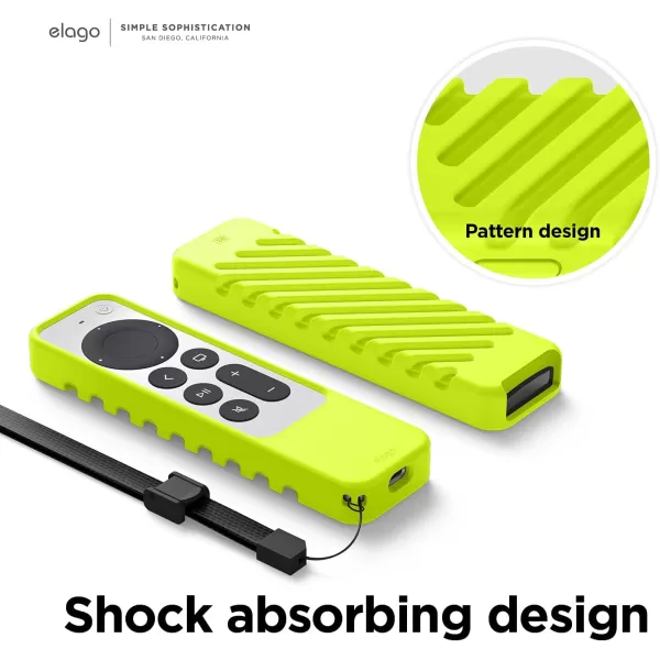 elago R3 Protective Case Compatible with 2022 Apple TV Siri Remote 3rd Generation Compatible with 2021 Apple TV Siri Remote 2nd Gen  Lanyard Great Grip Shock Absorption Drop Protection BlackNeon Yellow