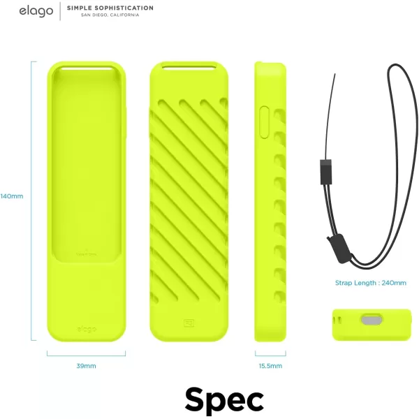 elago R3 Protective Case Compatible with 2022 Apple TV Siri Remote 3rd Generation Compatible with 2021 Apple TV Siri Remote 2nd Gen  Lanyard Great Grip Shock Absorption Drop Protection BlackNeon Yellow