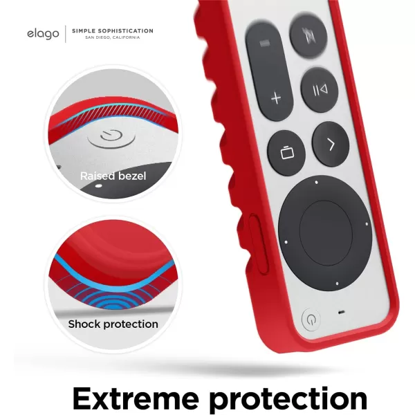 elago R3 Protective Case Compatible with 2022 Apple TV Siri Remote 3rd Generation Compatible with 2021 Apple TV Siri Remote 2nd Gen  Lanyard Great Grip Shock Absorption Drop Protection BlackRed