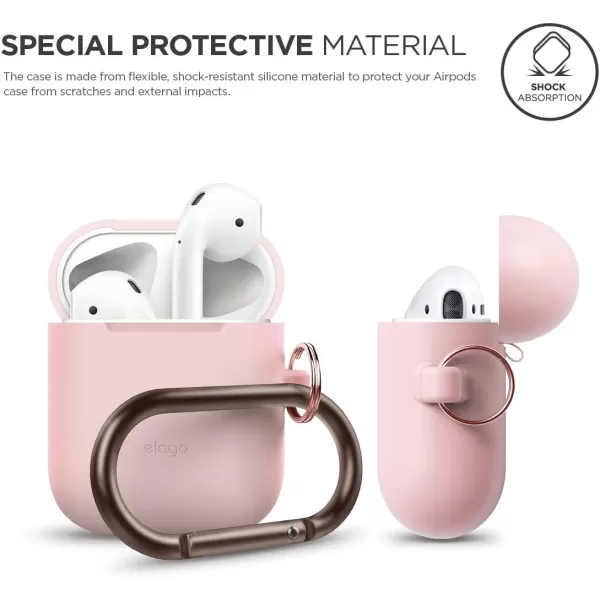 elago Silicone Case with Keychain Compatible with Apple AirPods Case 1 amp 2 Front LED Visible Supports Wireless Charging Protective Silicone Pastel GreenLovely Pink