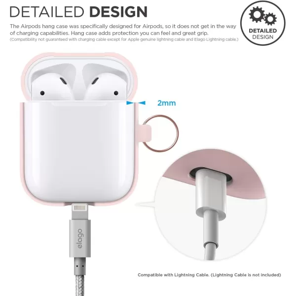 elago Silicone Case with Keychain Compatible with Apple AirPods Case 1 amp 2 Front LED Visible Supports Wireless Charging Protective Silicone Pastel GreenLovely Pink