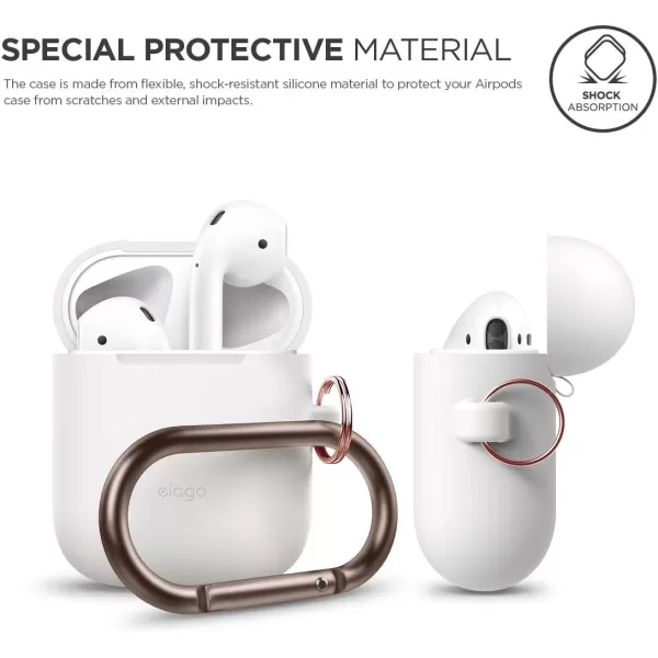 elago Silicone Case with Keychain Compatible with Apple AirPods Case 1 amp 2 Front LED Visible Supports Wireless Charging Protective Silicone Pastel GreenWhite