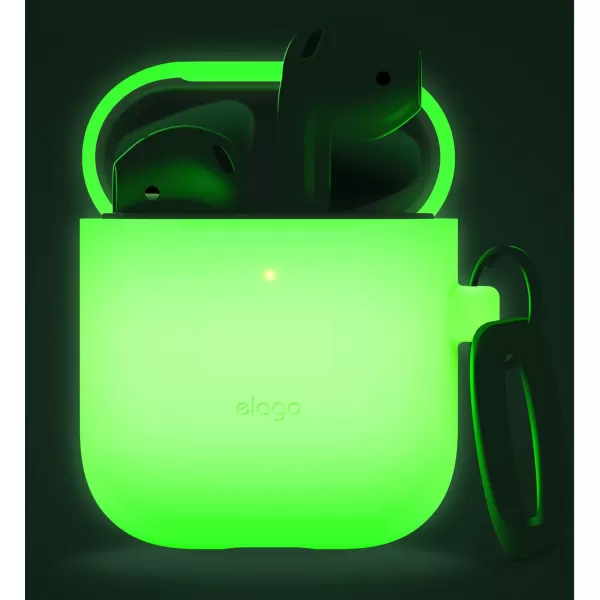 elago Silicone Case with Keychain Compatible with Apple AirPods Case 1 amp 2 Front LED Visible Supports Wireless Charging Protective Silicone Pastel GreenNeon Yellow