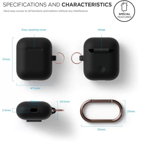 elago Silicone Case with Keychain Compatible with Apple AirPods Case 1 amp 2 Front LED Visible Supports Wireless Charging Protective Silicone Pastel GreenBlack