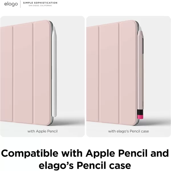 elago Smart Folio Case for iPad Pro 129 inch 6th 5th 4th Generation  Compatible with Apple Pencil and elagos Pencil case Protective Smart Cover Case Slim Design Auto WakeSleep Sand PinkSand Pink