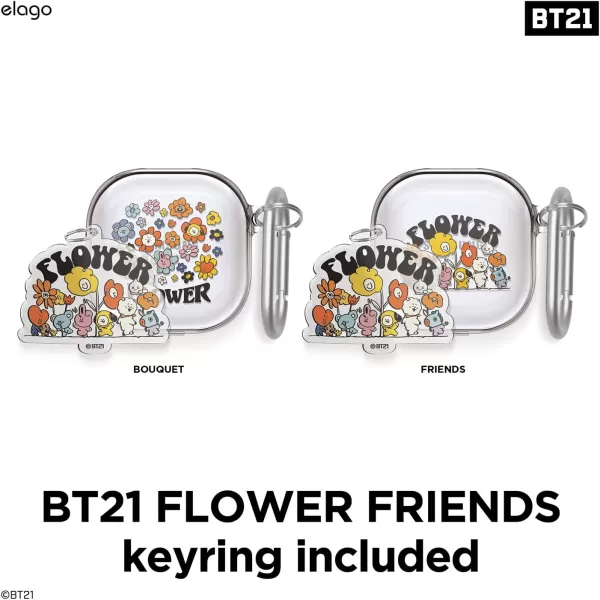 elago l BT21 Flower Case Compatible with Samsung Galaxy Buds 2 Pro Case 2022  Galaxy Buds 2 Case 2021  Galaxy Buds Pro Case 2021  Galaxy Buds Live Case 2020 Official Flower BouquetFlower Bouquet