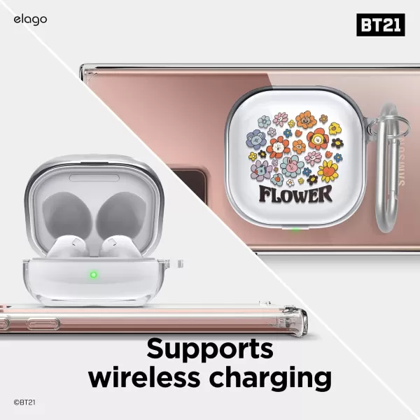 elago l BT21 Flower Case Compatible with Samsung Galaxy Buds 2 Pro Case 2022  Galaxy Buds 2 Case 2021  Galaxy Buds Pro Case 2021  Galaxy Buds Live Case 2020 Official Flower BouquetFlower Bouquet