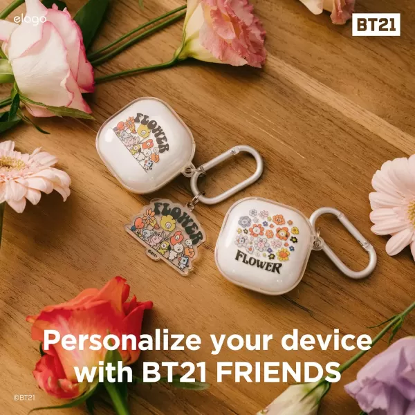 elago l BT21 Flower Case Compatible with Samsung Galaxy Buds 2 Pro Case 2022  Galaxy Buds 2 Case 2021  Galaxy Buds Pro Case 2021  Galaxy Buds Live Case 2020 Official Flower BouquetFlower Friends