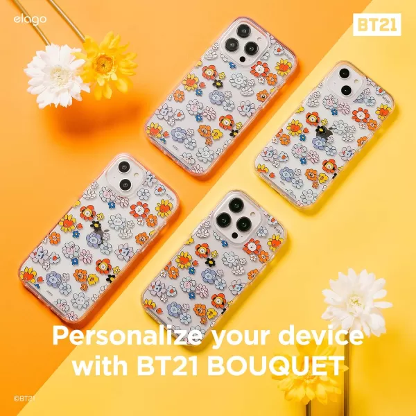 elago l BT21 Flowers Hybrid Case Compatible with iPhone 14 61 inch Durable Full Body Protection Raised Lip Screen amp Camera Protection Official Merchandise Flower BouquetFlower Bouquet