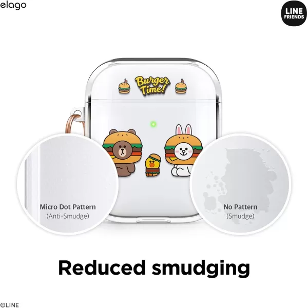 elago l LINE Friends Burger Time Clear Case Compatible with AirPods 1amp2 Durable Full Body Protection Reduced Yellowing Reduced smudging Official Merchandise CONYALL