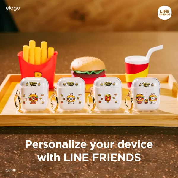 elago l LINE Friends Burger Time Clear Case Compatible with AirPods 1amp2 Durable Full Body Protection Reduced Yellowing Reduced smudging Official Merchandise CONYSALLY