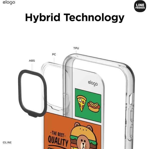 elago l LINE Friends Burger Time Hybrid Case Compatible with iPhone 11 61 inch Durable Full Body Protection Raised Lip Screen amp Camera Protection Official Merchandise CONYBROWN