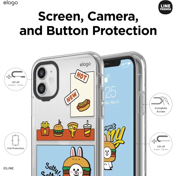 elago l LINE Friends Burger Time Hybrid Case Compatible with iPhone 11 61 inch Durable Full Body Protection Raised Lip Screen amp Camera Protection Official Merchandise CONYCONY