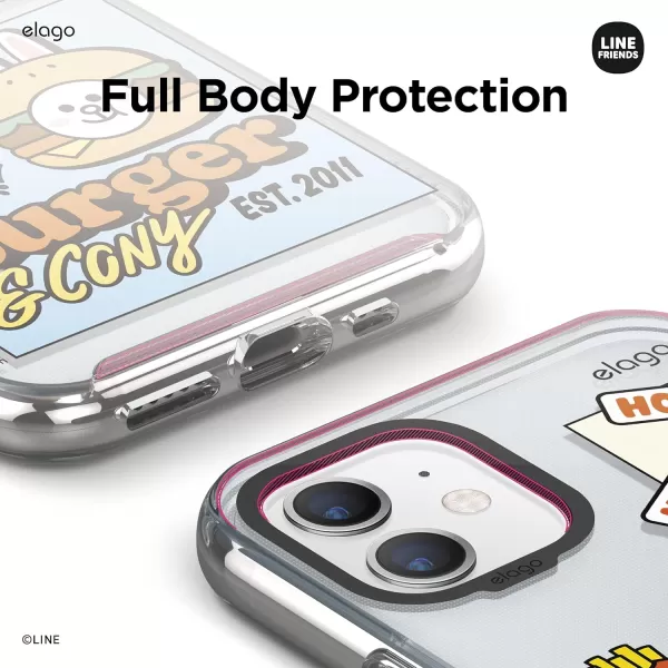 elago l LINE Friends Burger Time Hybrid Case Compatible with iPhone 11 61 inch Durable Full Body Protection Raised Lip Screen amp Camera Protection Official Merchandise CONYCONY