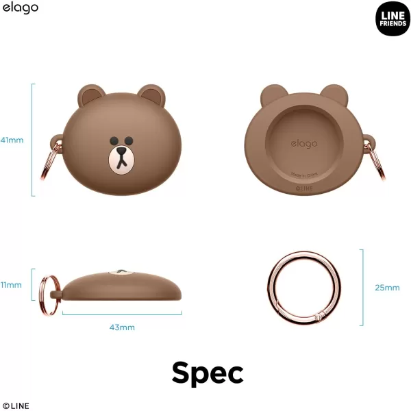 elago l LINE Friends Silicone Case Compatible with Apple AirTag Tracker  Full Protection Keychain Included Slim and Simple Design ScratchFree Drop Protection Official Merchandise BrownBROWN