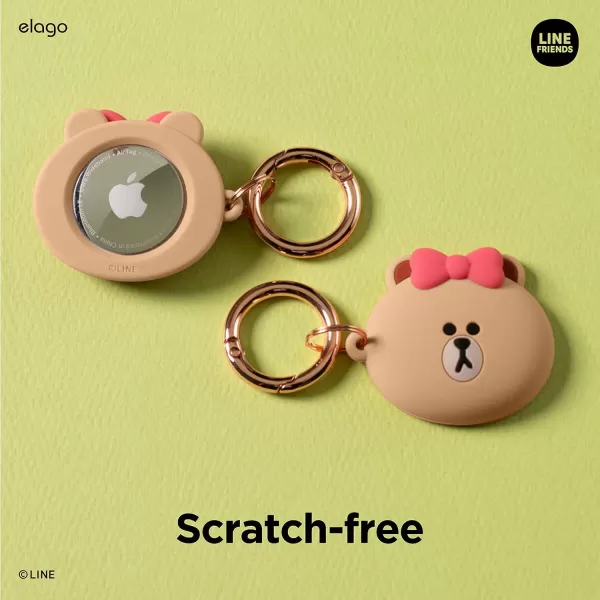 elago l LINE Friends Silicone Case Compatible with Apple AirTag Tracker  Full Protection Keychain Included Slim and Simple Design ScratchFree Drop Protection Official Merchandise BrownCHOCO