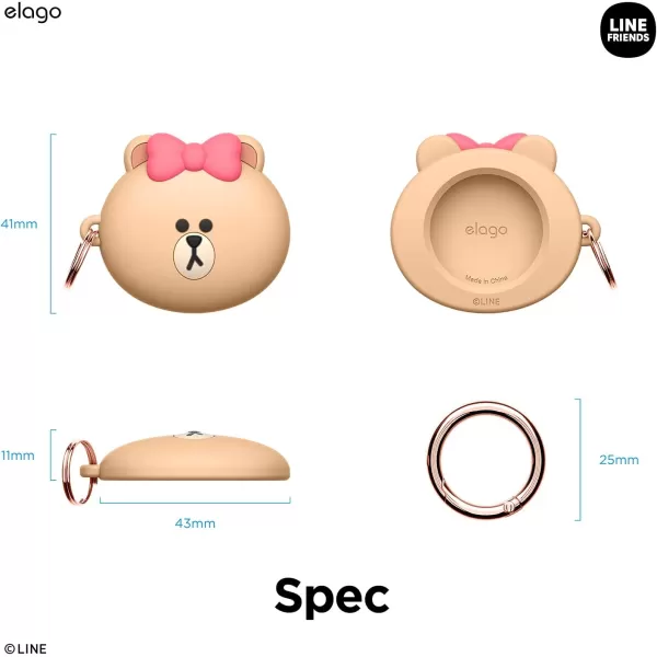 elago l LINE Friends Silicone Case Compatible with Apple AirTag Tracker  Full Protection Keychain Included Slim and Simple Design ScratchFree Drop Protection Official Merchandise BrownCHOCO