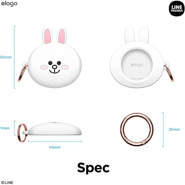 elago l LINE Friends Silicone Case Compatible with Apple AirTag Tracker  Full Protection Keychain Included Slim and Simple Design ScratchFree Drop Protection Official Merchandise BrownCONY