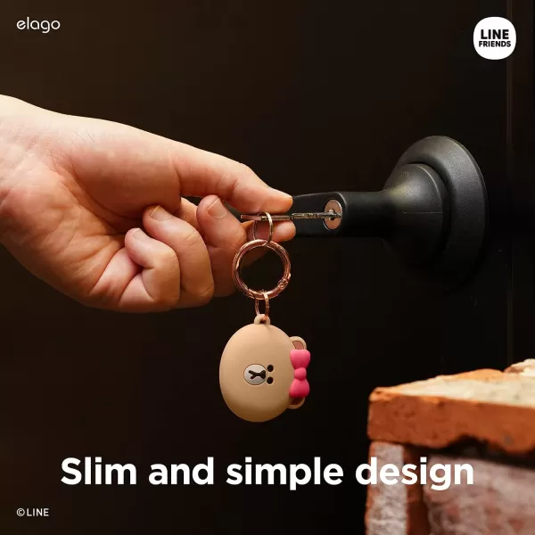 elago l LINE Friends Silicone Case Compatible with Apple AirTag Tracker  Full Protection Keychain Included Slim and Simple Design ScratchFree Drop Protection Official Merchandise BrownCHOCO