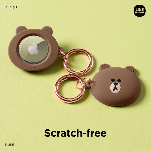 elago l LINE Friends Silicone Case Compatible with Apple AirTag Tracker  Full Protection Keychain Included Slim and Simple Design ScratchFree Drop Protection Official Merchandise BrownBROWN