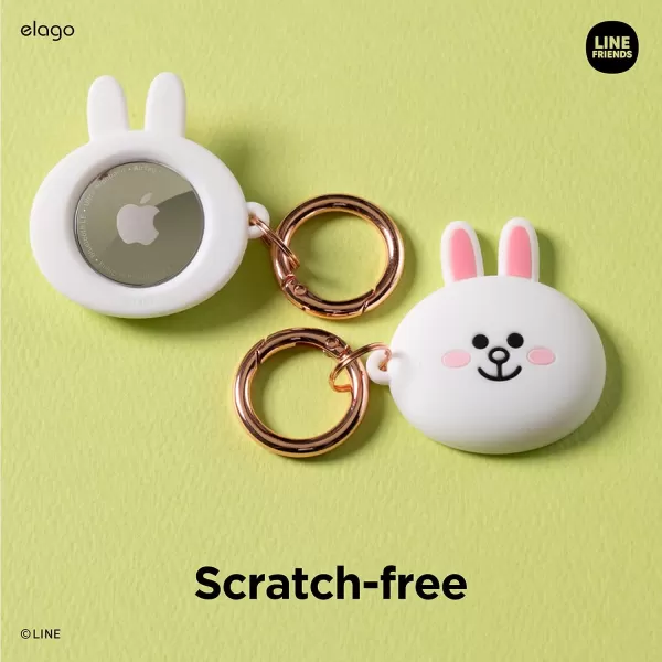 elago l LINE Friends Silicone Case Compatible with Apple AirTag Tracker  Full Protection Keychain Included Slim and Simple Design ScratchFree Drop Protection Official Merchandise BrownCONY