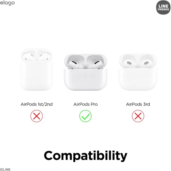 elago l LINE Friends minini Clear Case with Keychain Compatible with AirPods Pro Durable Full Body Protection Reduced Yellowing Reduced smudging Official Merchandise ConfettiConfetti