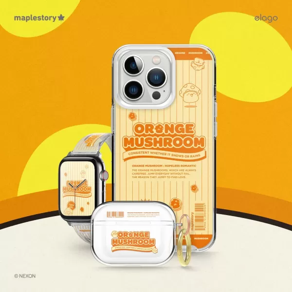 elago l MapleStory Collection Case Compatible with Apple AirPods Pro Durable TPU Material Reduced Yellowing Supports Wireless Charging Official Merchandise MapleStory Orange MushroomMapleStory orange mushroom