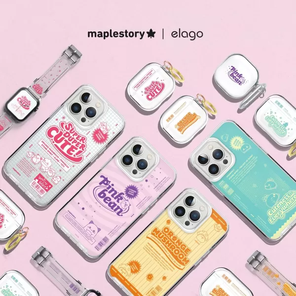 elago l MapleStory Collection Case Compatible with Apple AirPods Pro Durable TPU Material Reduced Yellowing Supports Wireless Charging Official Merchandise MapleStory Orange MushroomMapleStory stone spirit