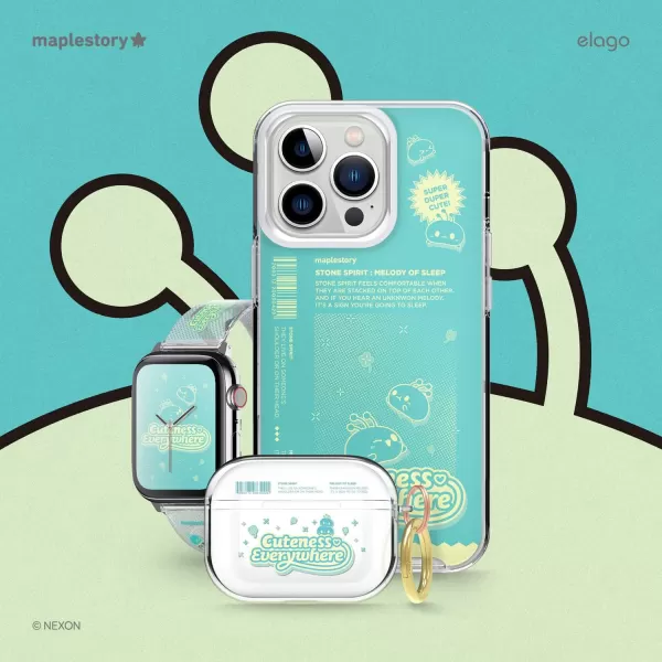 elago l MapleStory Collection Case Compatible with Apple AirPods Pro Durable TPU Material Reduced Yellowing Supports Wireless Charging Official Merchandise MapleStory Orange MushroomMapleStory stone spirit