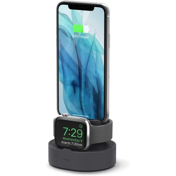 elago 2 in 1 Charging Station for Apple Products Compatible with AirPods 21 Apple Watch Series 9876SE54321SE iPhone 11 and All iPhone Models Original Cables Required Dark GreyDark Grey