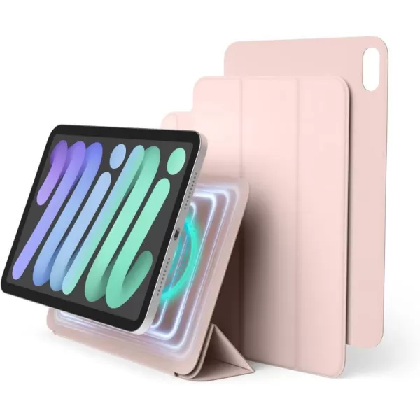 elago Case for iPad Mini 6th Generation  iPad Case with Magnetic Attachment to Metal Materials Compatible with Apple iPad Pencil and elagos Pencil case Dark GreySand Pink