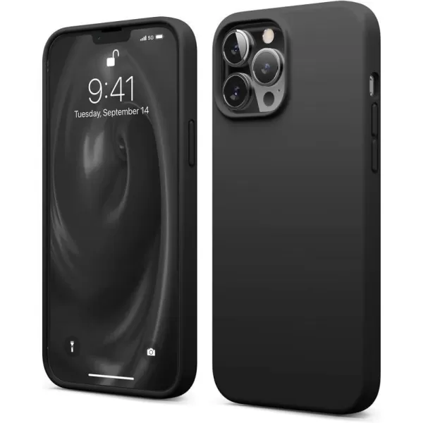 elago Compatible with iPhone 13 Pro Max Case Liquid Silicone Case Full Body Screen Camera Protective Cover Shockproof Slim Phone Case AntiScratch Soft Microfiber Lining 67 inch StoneBlack