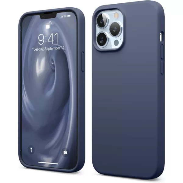 elago Compatible with iPhone 13 Pro Max Case Liquid Silicone Case Full Body Screen Camera Protective Cover Shockproof Slim Phone Case AntiScratch Soft Microfiber Lining 67 inch StoneJean Indigo