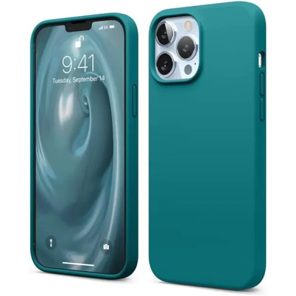 elago Compatible with iPhone 13 Pro Max Case Liquid Silicone Case Full Body Screen Camera Protective Cover Shockproof Slim Phone Case AntiScratch Soft Microfiber Lining 67 inch StoneDark Turquoise