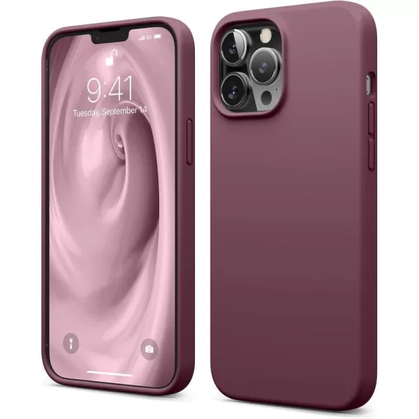 elago Compatible with iPhone 13 Pro Max Case Liquid Silicone Case Full Body Screen Camera Protective Cover Shockproof Slim Phone Case AntiScratch Soft Microfiber Lining 67 inch StoneBurgundy