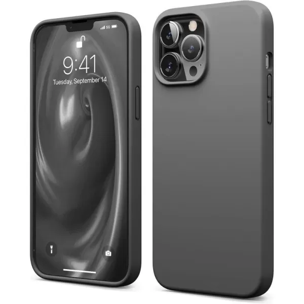 elago Compatible with iPhone 13 Pro Max Case Liquid Silicone Case Full Body Screen Camera Protective Cover Shockproof Slim Phone Case AntiScratch Soft Microfiber Lining 67 inch StoneDark Grey