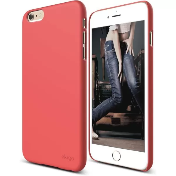 elago Slimfit2 Case for The iPhone 6 Plus Only 55inch  HD Professional Screen Film Included  Full Retail Packaging Coral BlueSoft feel Italian Rose