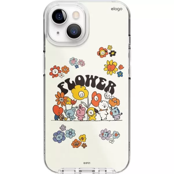 elago l BT21 Flowers Hybrid Case Compatible with iPhone 14 61 inch Durable Full Body Protection Raised Lip Screen amp Camera Protection Official Merchandise Flower BouquetFlower Friends