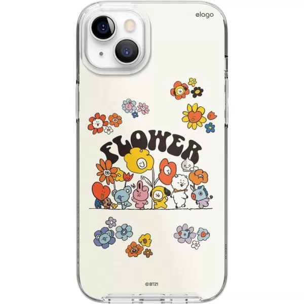 elago l BT21 Flowers Hybrid Case Compatible with iPhone 14 Plus 67 inch Durable Full Body Protection Raised Lip Screen amp Camera Protection Official Merchandise Flower FriendsFlower Friends