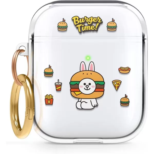 elago l LINE Friends Burger Time Clear Case Compatible with AirPods 1amp2 Durable Full Body Protection Reduced Yellowing Reduced smudging Official Merchandise CONYCONY