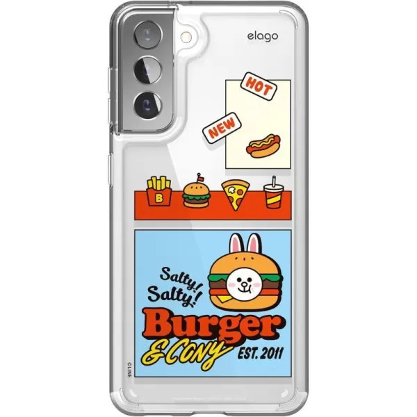 elago l LINE Friends Burger Time Hybrid Case Compatible with Galaxy S21 Case 62 Inch Durable Full Body Protection Raised Lip Screen amp Camera Protection Official Merchandise SallyCONY