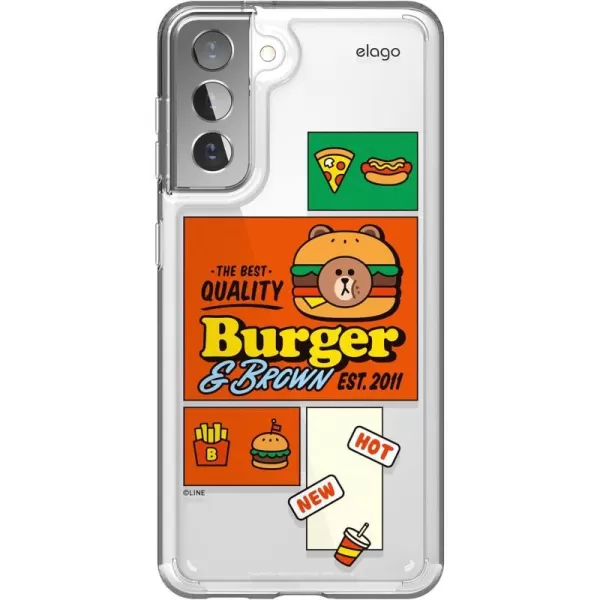 elago l LINE Friends Burger Time Hybrid Case Compatible with Galaxy S21 Case 62 Inch Durable Full Body Protection Raised Lip Screen amp Camera Protection Official Merchandise SallyBROWN