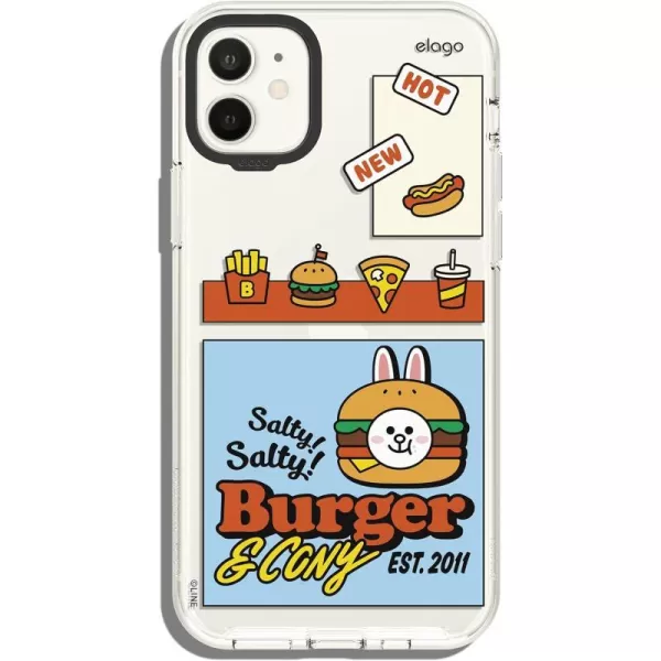 elago l LINE Friends Burger Time Hybrid Case Compatible with iPhone 11 61 inch Durable Full Body Protection Raised Lip Screen amp Camera Protection Official Merchandise CONYCONY