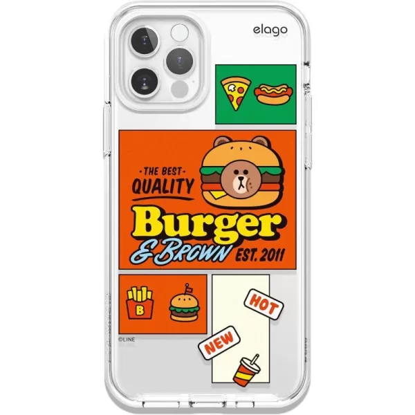 elago l LINE Friends Burger Time Hybrid Case Compatible with iPhone 12 Pro Max 67 Inch Full Body Protection Screen amp Camera Protection Official Merchandise BrownBROWN